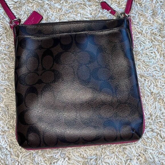 Coach Signature Crossbody Bag F35940 Brown & Pink Ruby - Picture 3 of 15